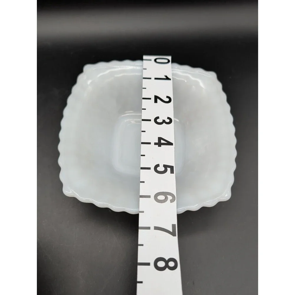 6 1/2” Fenton, Square, Vintage Diamond Pattern, Milk Glass, Candy Bowl